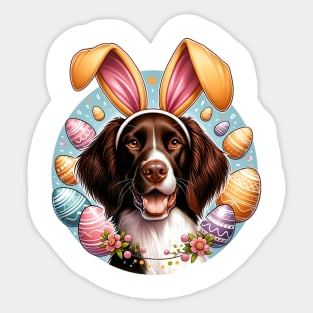 Small Munsterlander Pointer Celebrates Easter with Bunny Ears Sticker